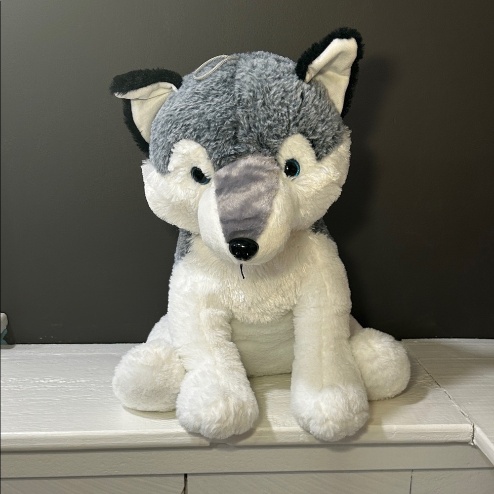 Gray and White Husky Plush Toy